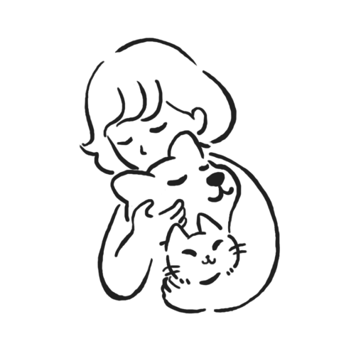 人がペットを抱くイラスト